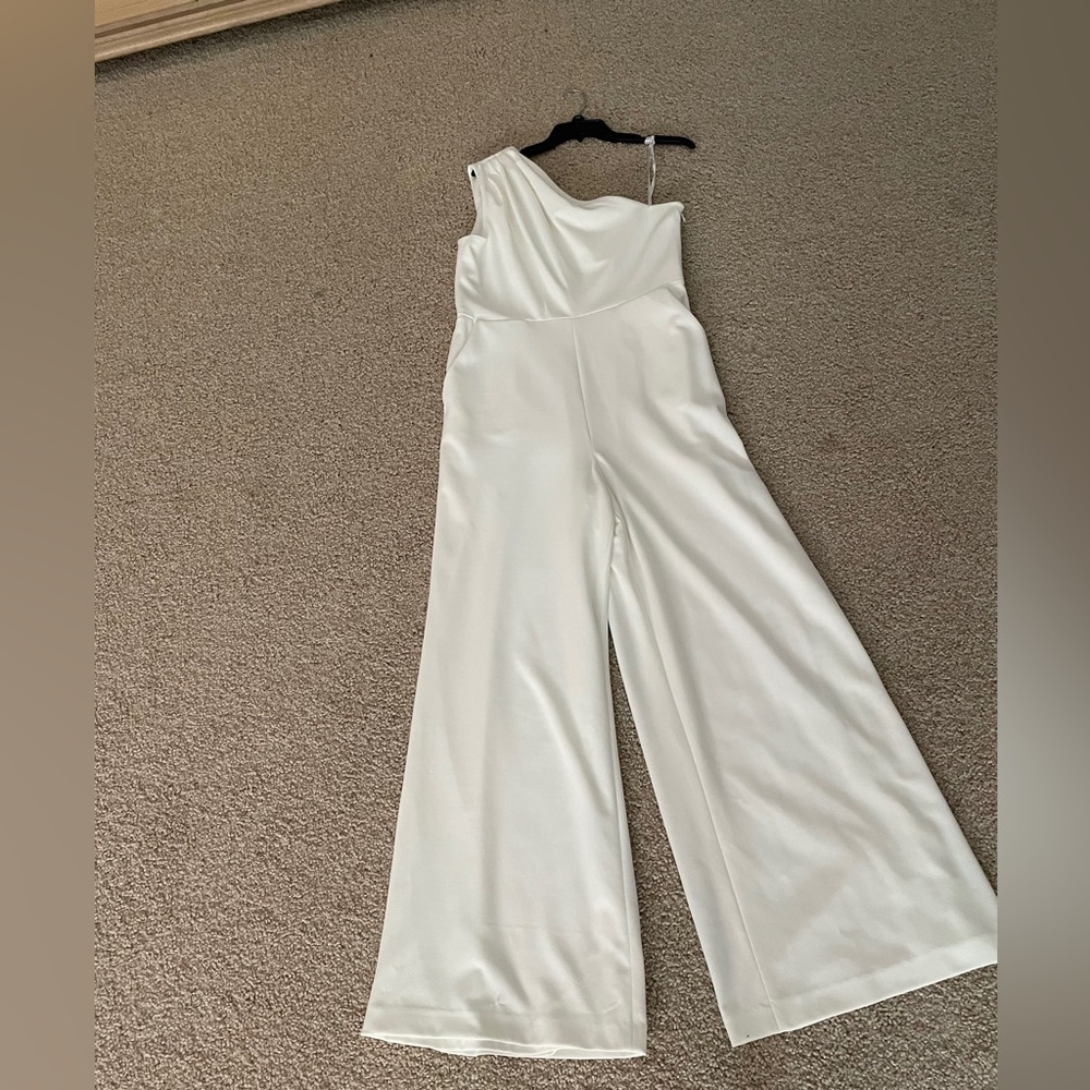Calvin Klein White One-Shoulder Jumpsuit